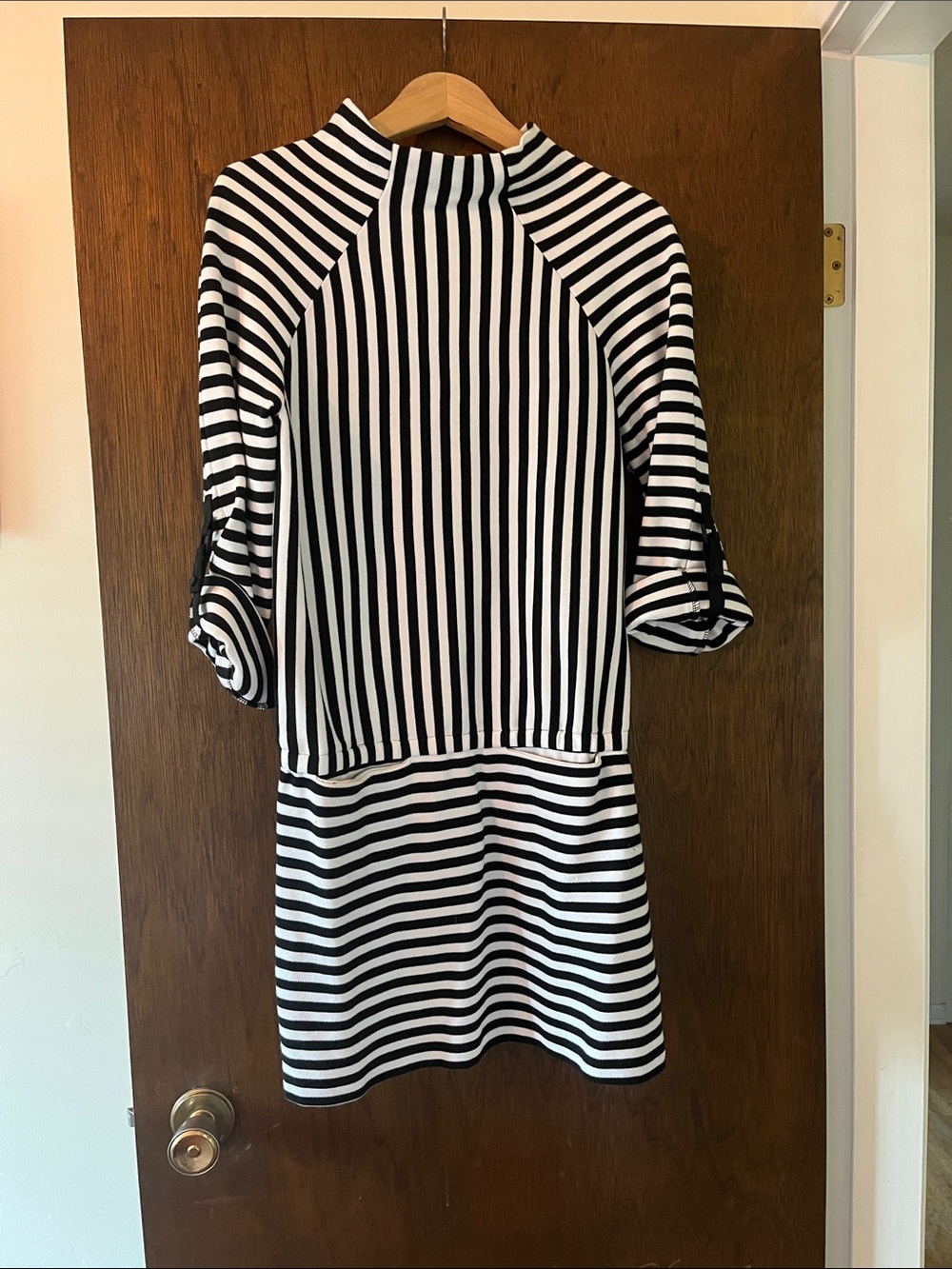 Kenneth Cole Black & White Striped Mini Dress